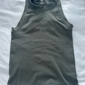 Athleta Olive Green Ribbed Racerback Tank Top